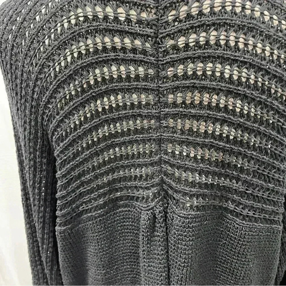 Alfani Open knit Black gathered cardigan type sweater, open front - Picture 5 of 9